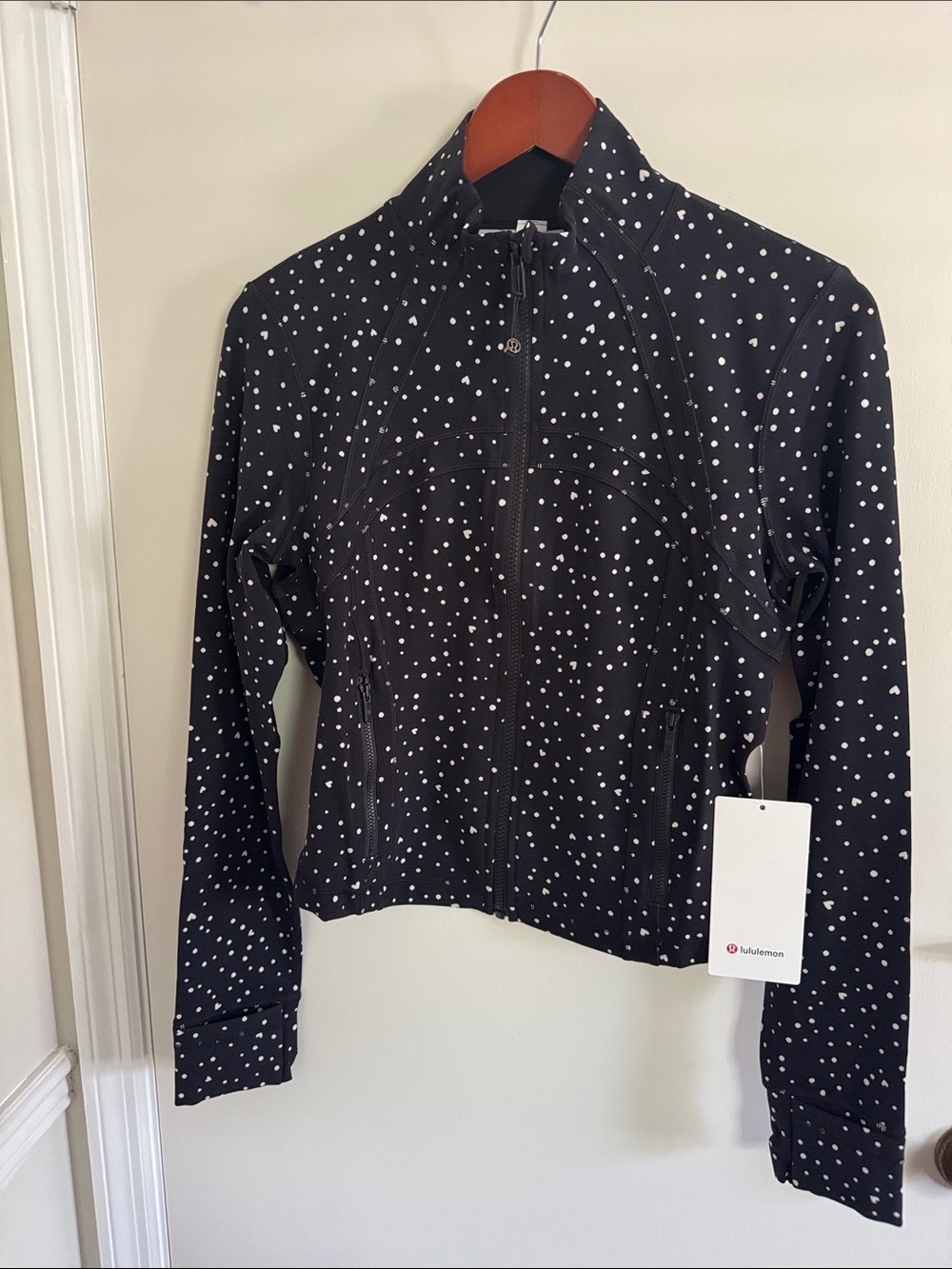 Lululemon Define Cropped Jacket Nulu Heart Scatter dot print sz 10 NWT - Picture 5 of 7